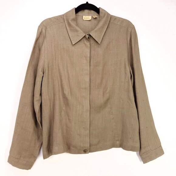 Caslon 100% Linen Jacket Invisible Button Up Lightweight Blazer Women's Large - Picture 1 of 11